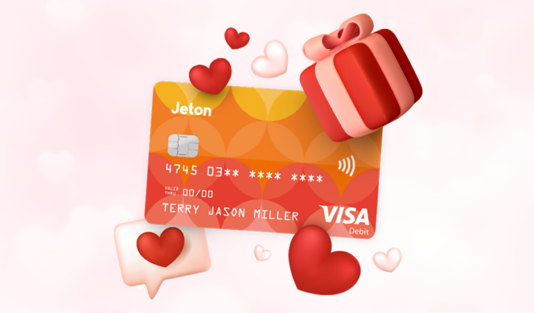 valentines day jeton card