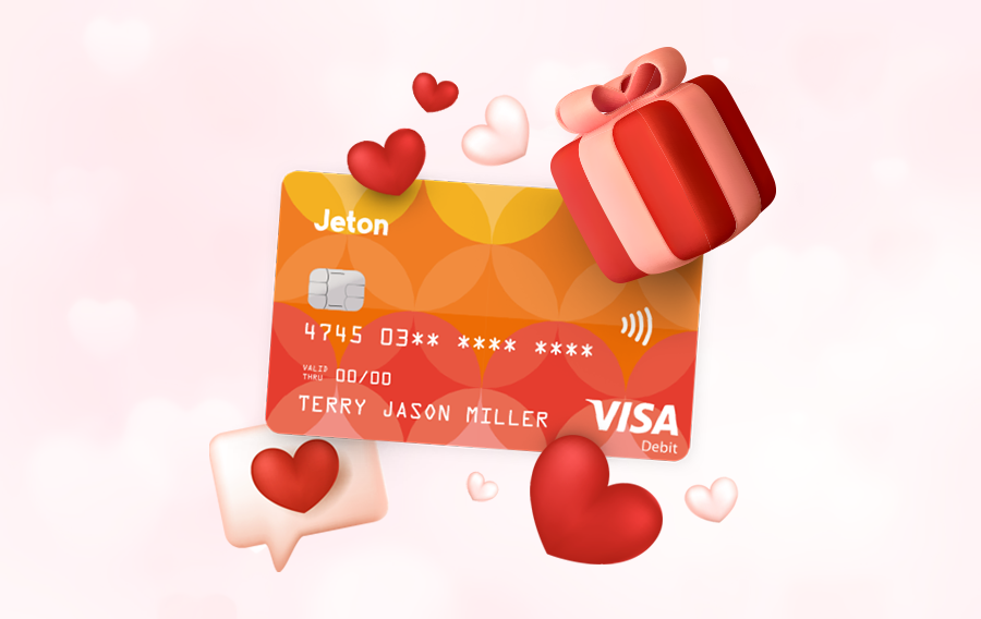 valentines day jeton card